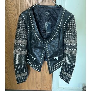 Bebe Studded Leather Bobble Jacket NWT